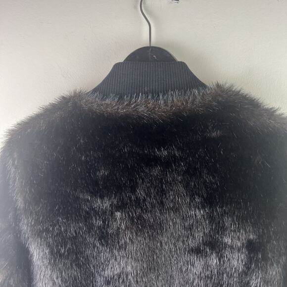 Love Token Coat Faux Fur Brown Bomber zip light soft fuzzy Jacket M - Picture 7 of 7